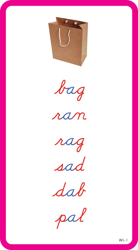 Montessori Pink Language Series (Cursive Font)