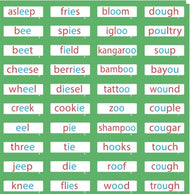 Phonogram Picture Cards w/ word labels for Double Sandpaper Letters