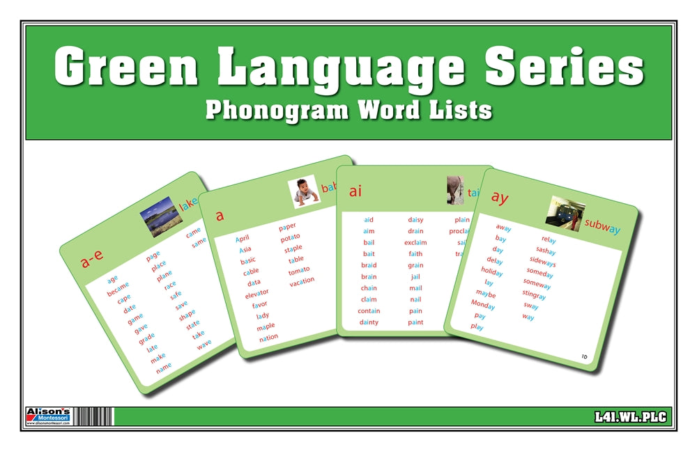 Green Series Word Lists (Printed, Laminated and Cut)