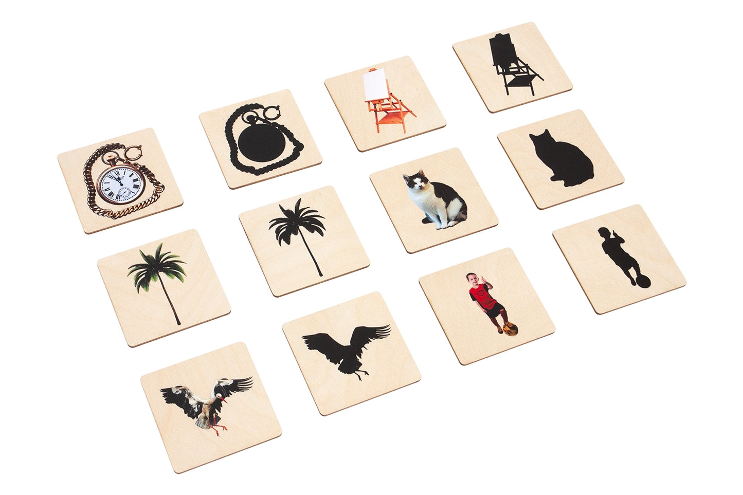 Picture to Silhouette Matching Wooden Cards