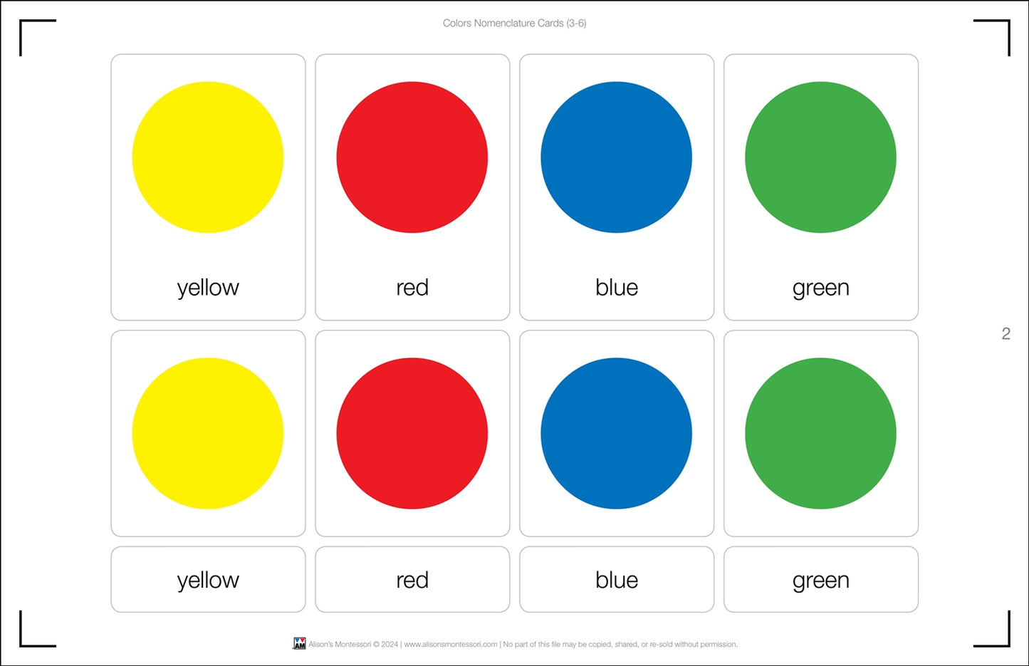 Colors Nomenclature Cards (3-6) (Printed)
