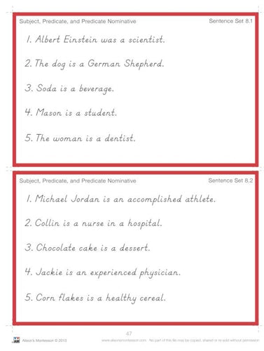 Sentence Analysis Level 9-12 (Printed)