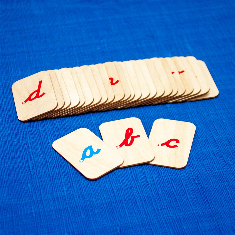 Wooden Raised Alphabet Tiles (Cursive Font)