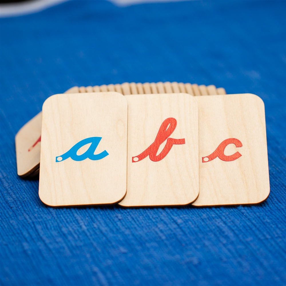 Wooden Raised Alphabet Tiles (Cursive Font)