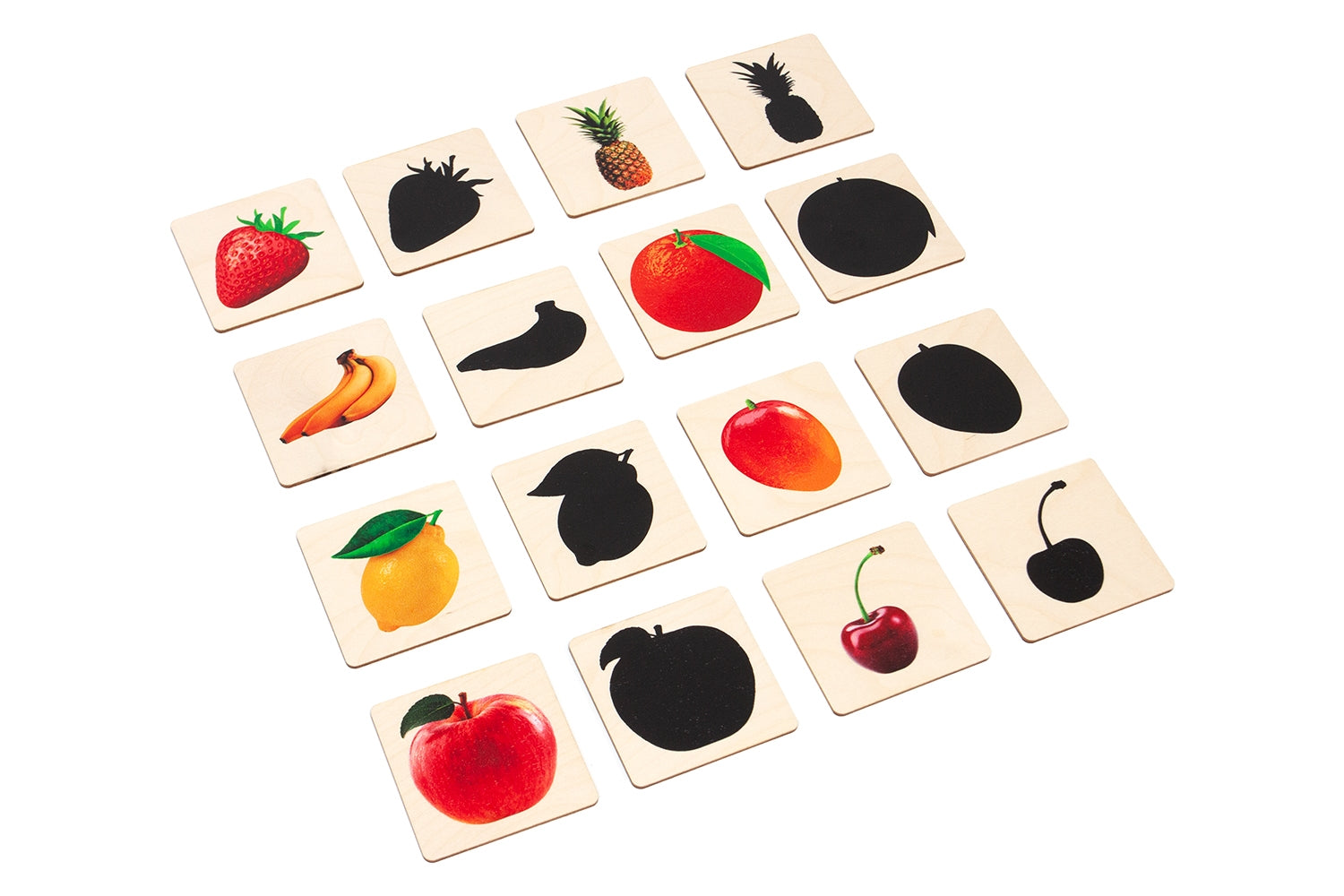 Fruits Picture to Silhouette Matching Wooden Cards