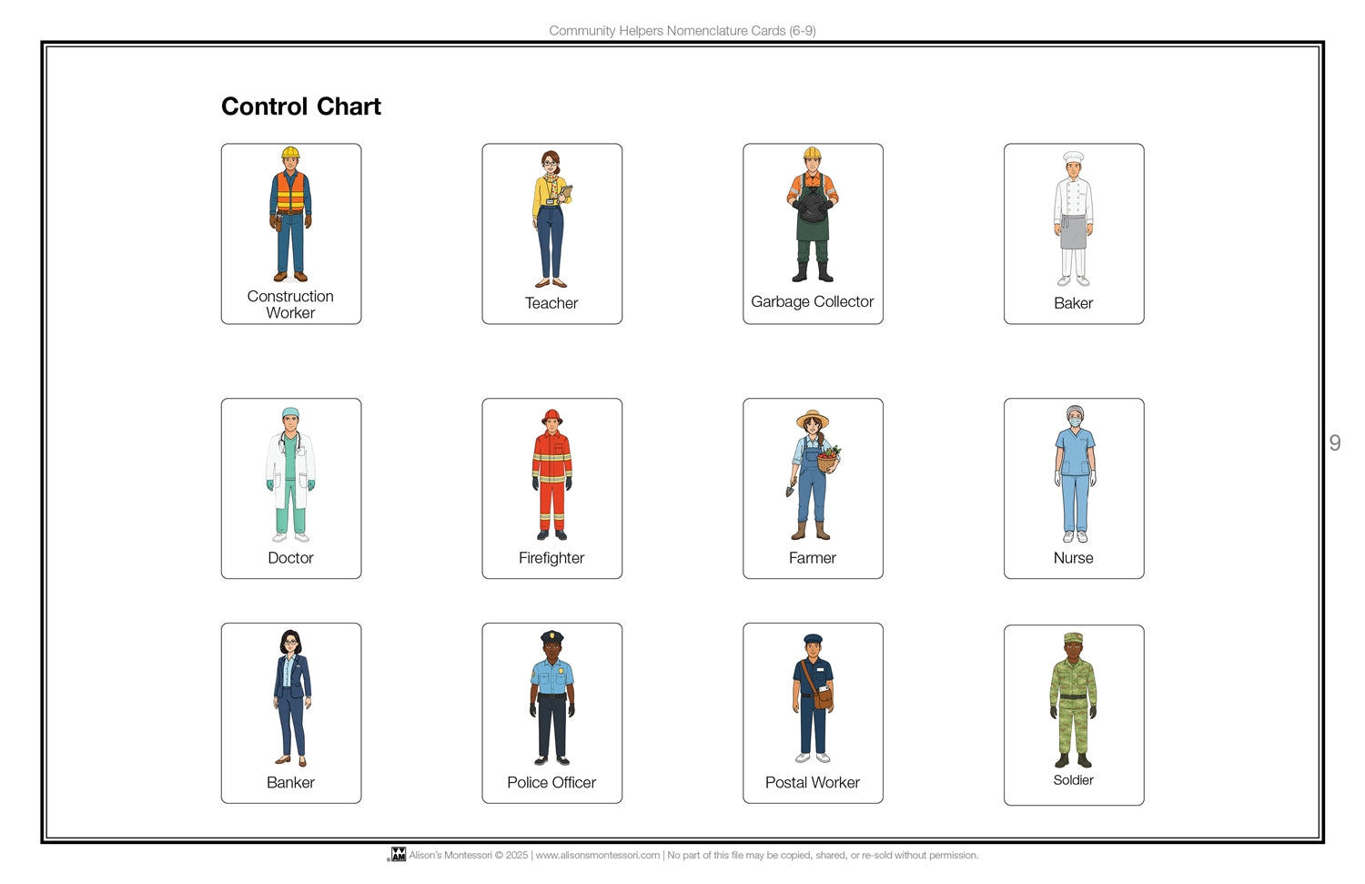 Community Helpers Nomenclature Cards (6-9) (Printed)