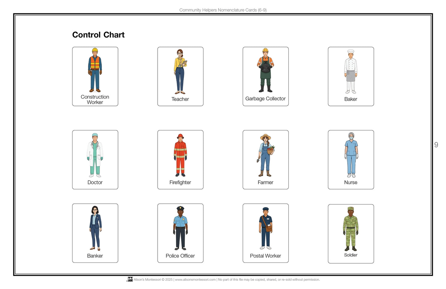 Community Helpers Puzzle with Nomenclature Cards (6-9) (Printed)