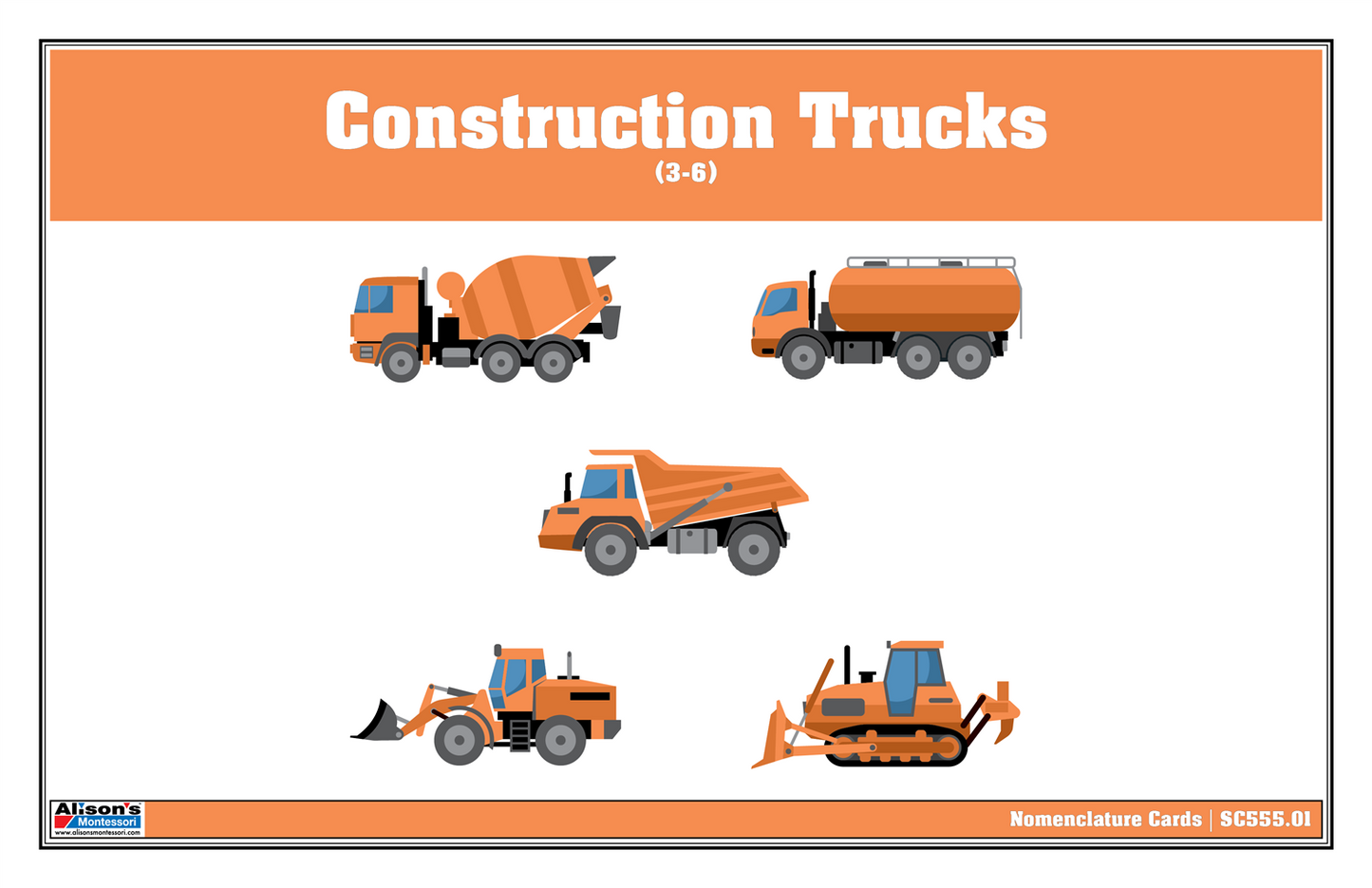 Construction Trucks Nomenclature Cards (3-6) (Printed)