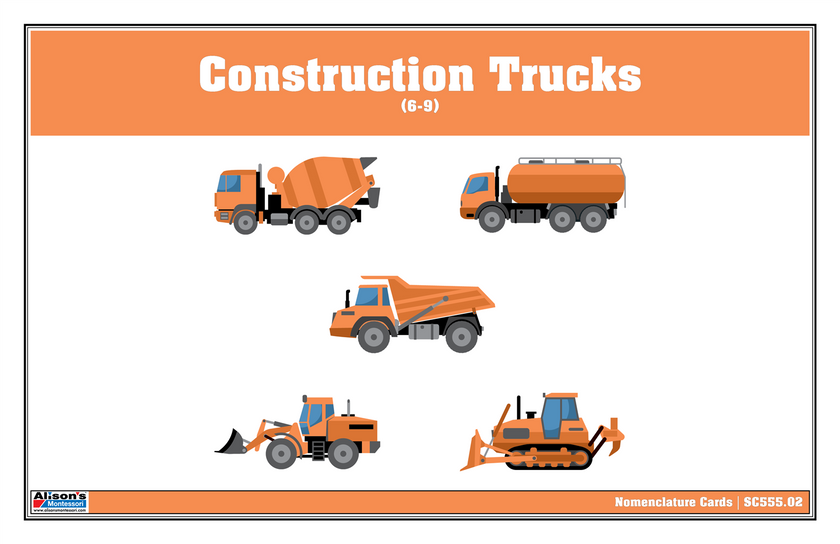 Construction Trucks Nomenclature Cards (6-9) (Printed)