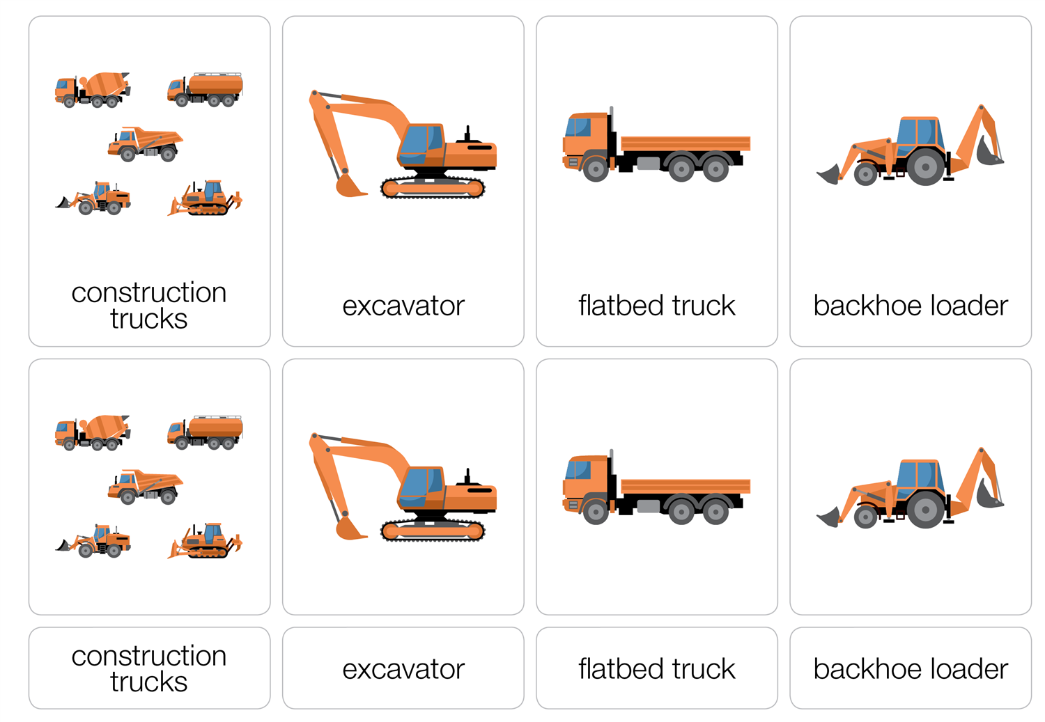 Construction Trucks Puzzle with Nomenclature Cards (3-6) (Printed)
