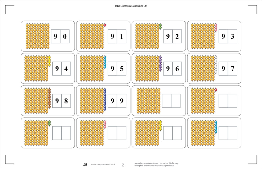 Tens Boards & Beads Activities (90-99) (Printed)