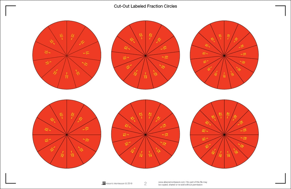 Cut-Out Labeled Fraction Circles (11-20) (Printed)