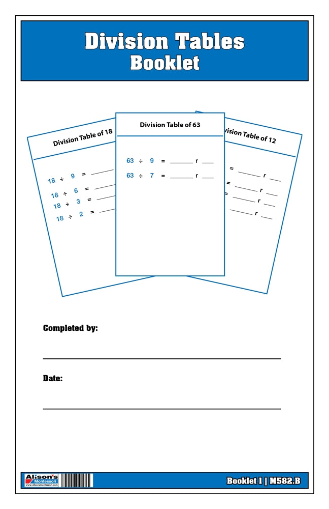 Division Tables Booklet