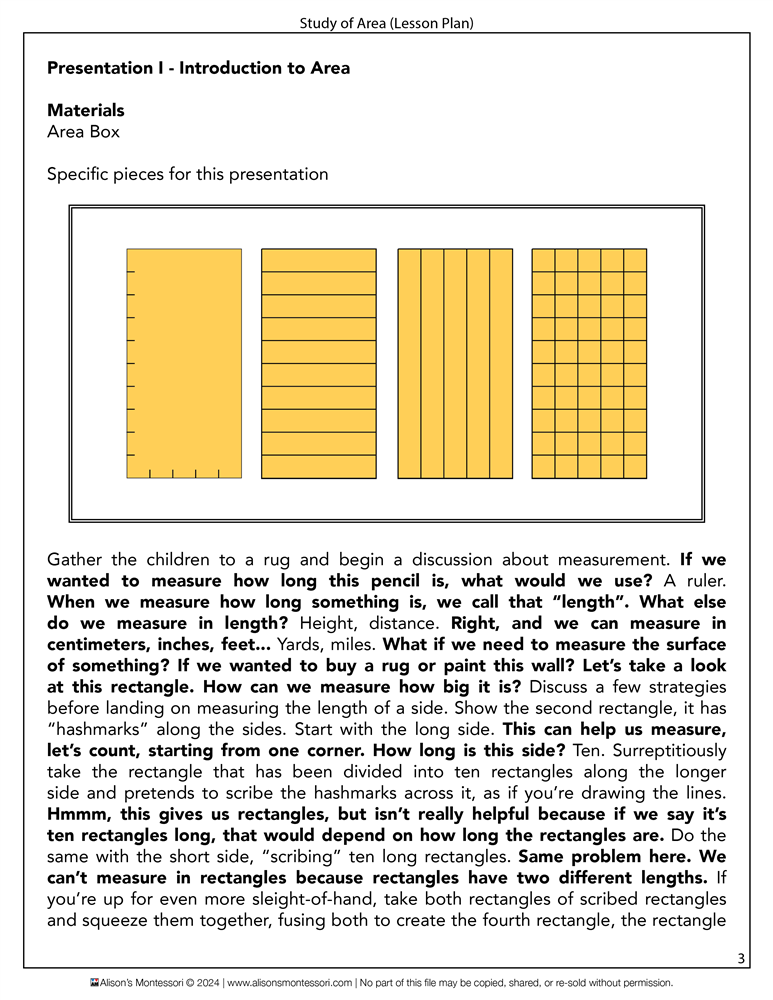Study of Area Lesson Plan