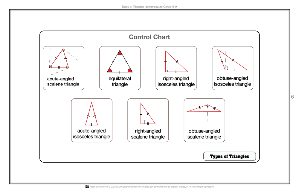 Types of Triangles Nomenclature Cards (3-6) (Printed)