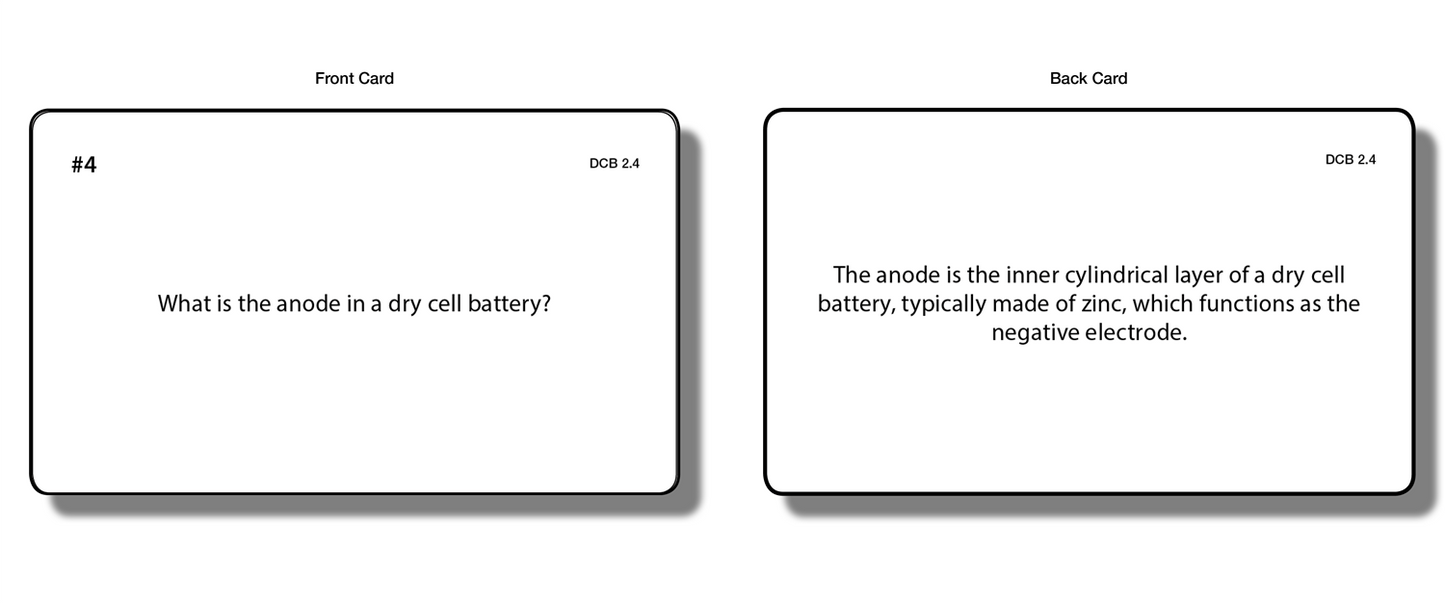 Parts of a Dry Cell Battery Task Cards