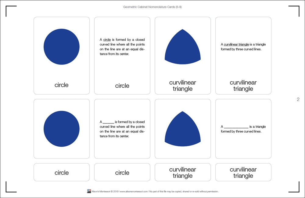 Geometric Cabinet Nomenclature Cards (6-9) (Printed)