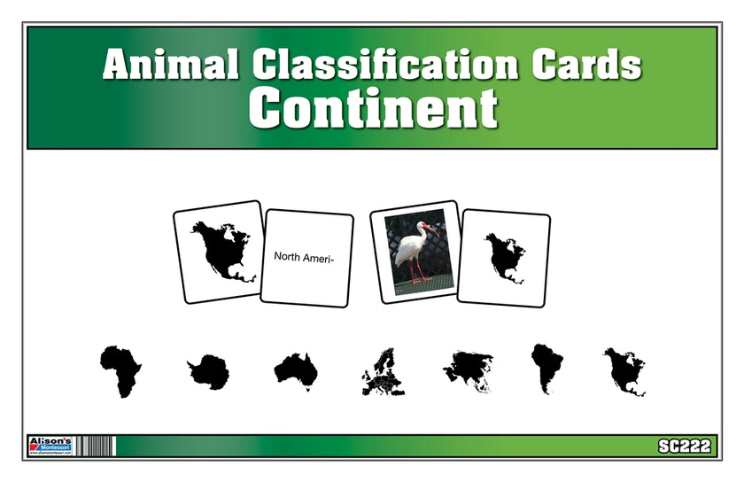 Animal Classification Cards - Continent (Printed)