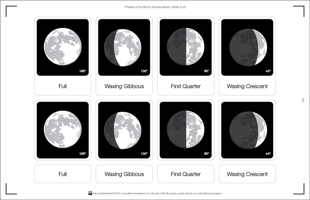 Phases of the Moon Puzzle with Nomenclature Cards (3-6)
