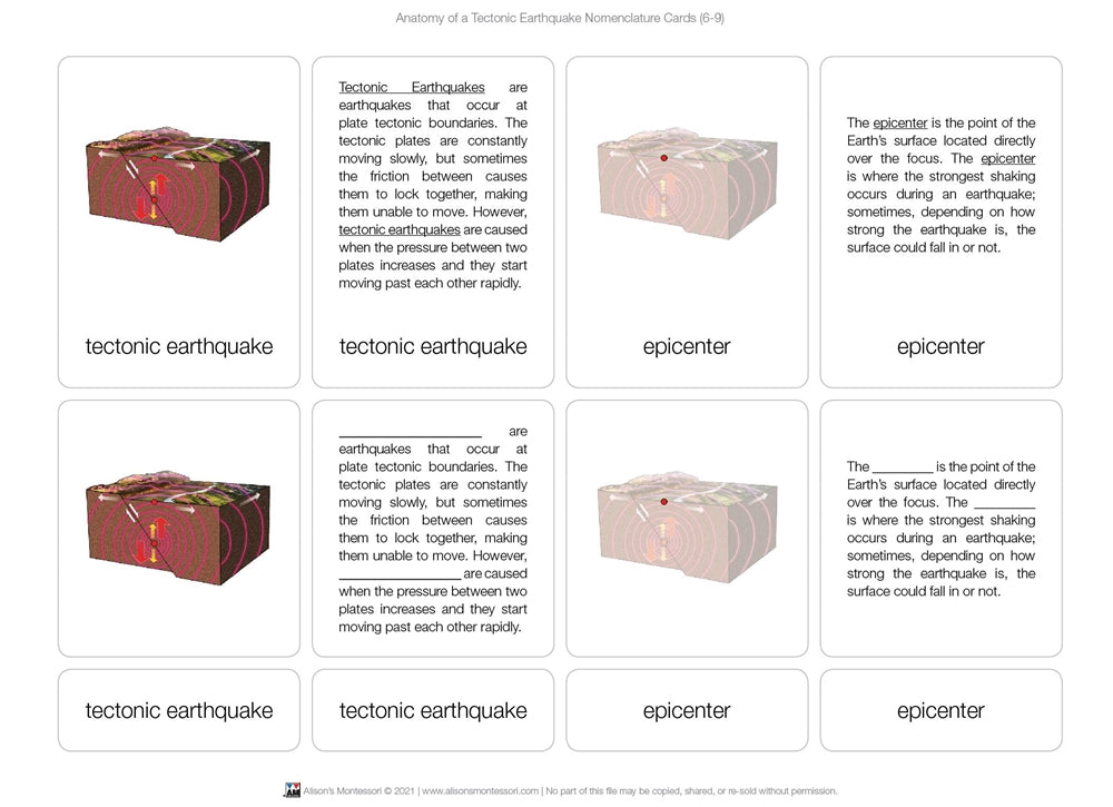 Anatomy of a Tectonic Earthquake Nomenclature Cards (6-9)