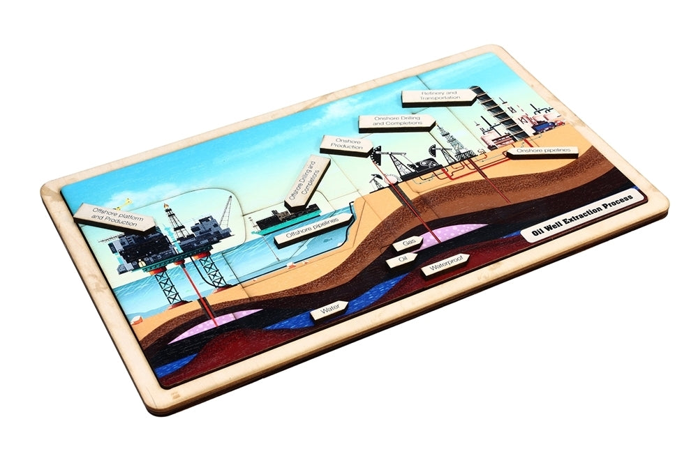 Oil Well Extraction Process Puzzle with Nomenclature Cards (6-9) (Printed)