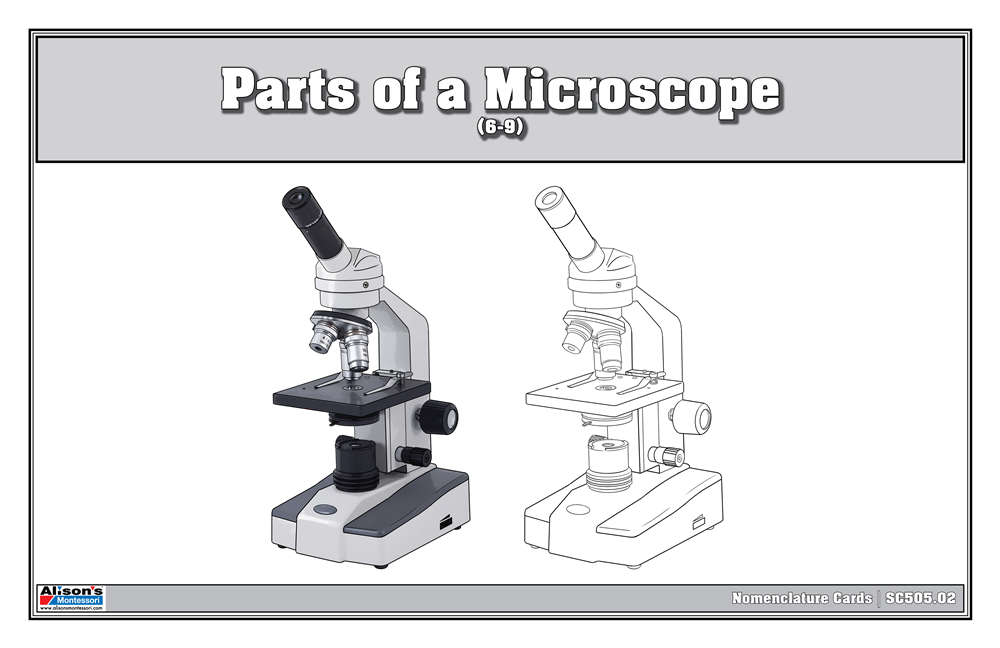 Parts of a Microscope Puzzle with Nomenclature Cards (6-9)