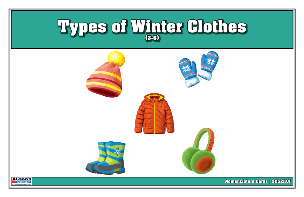 Types of Winter Clothes Nomenclature Cards 3-6 (Printed)