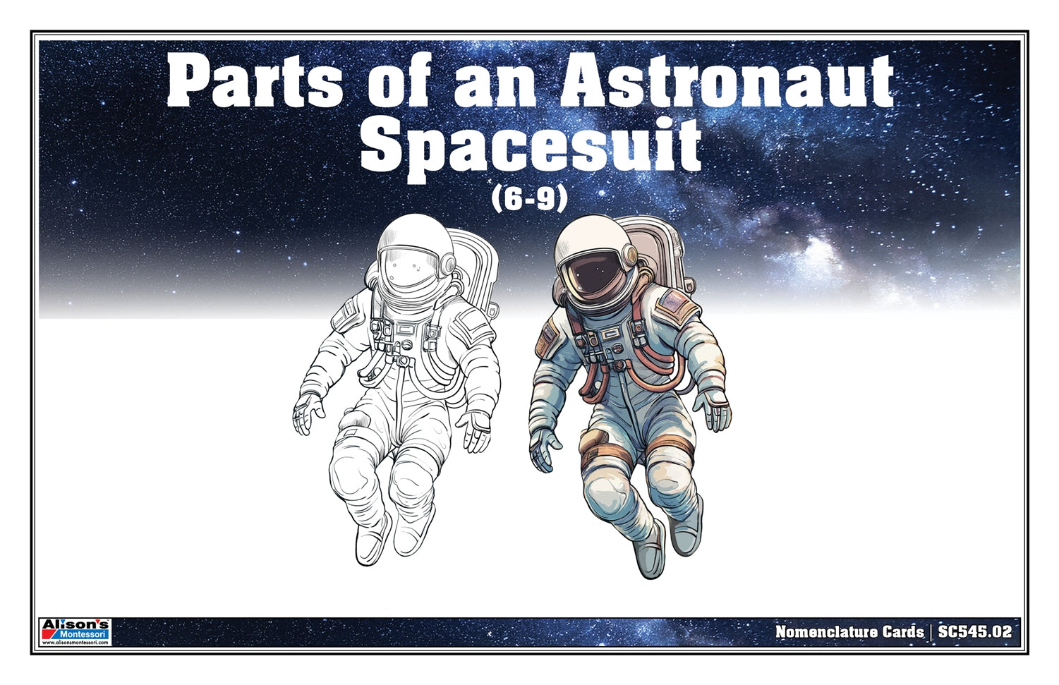 Parts of an Astronaut Spacesuit Puzzle with Nomenclature Cards (6-9)