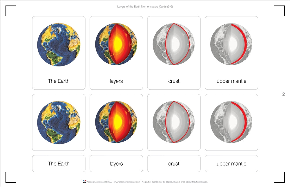 Layers of the Earth Puzzle with Nomenclature Cards (3-6)