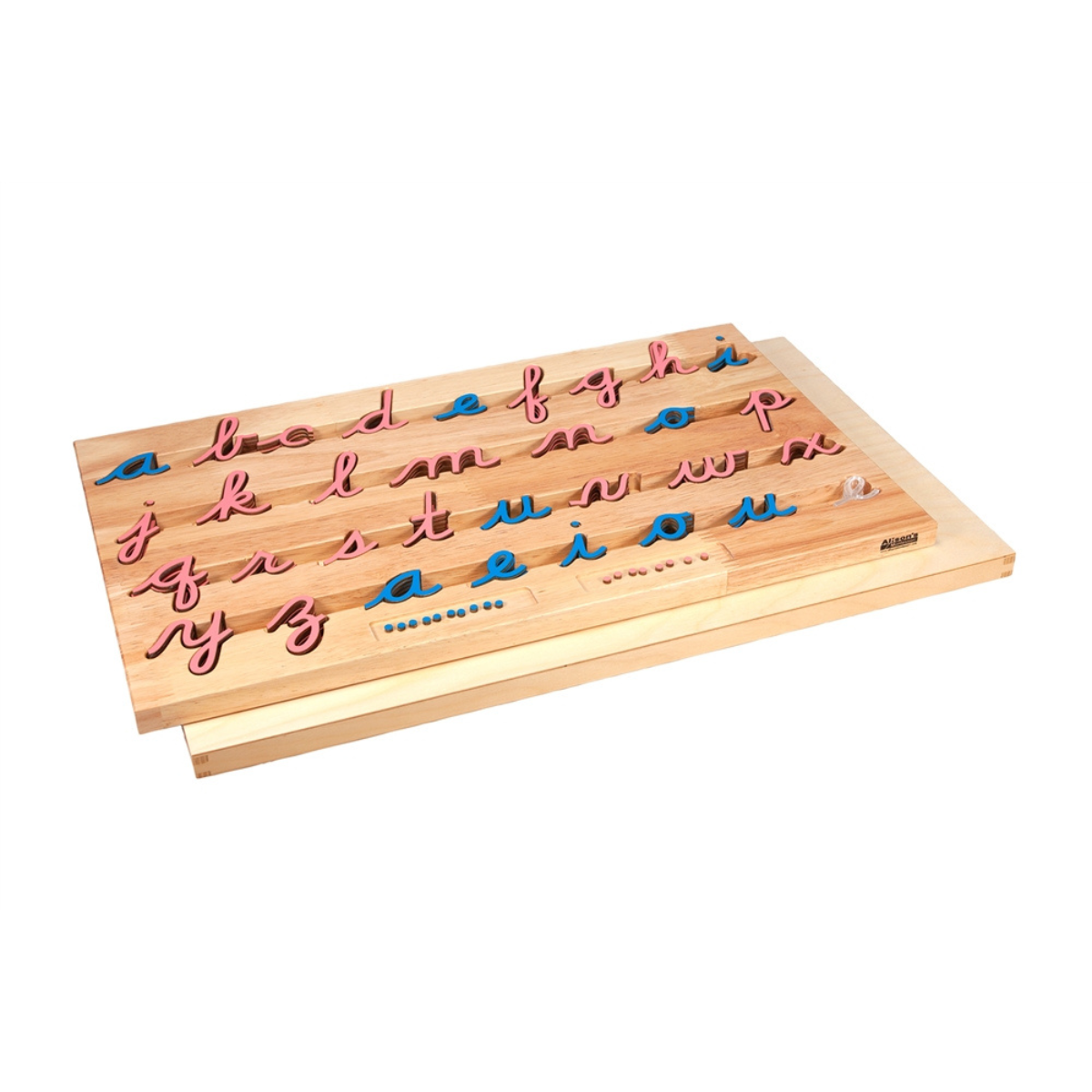 Small Movable Alphabet: Lowercase Cursive - Pink and Blue - Configured Box (Premium Quality)