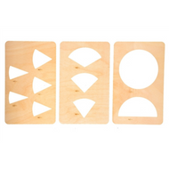 Wooden Templates for Cut-Out Labeled Fraction Circles (1/1 - 1/10) (Premium Quality)