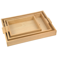 3 Piece Wooden Tray Set