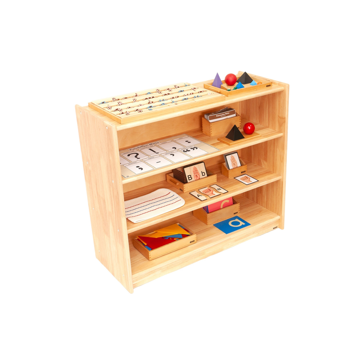 Rubber wood Shelf (36"W x 32" H x 15"D) Four Tier with Back